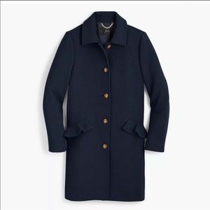 J. Crew Navy Ruffle Pocket Coat Size 10P EUC